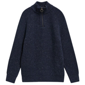Barbour Essentials Fleck Half-Zip Sweater, Navy
